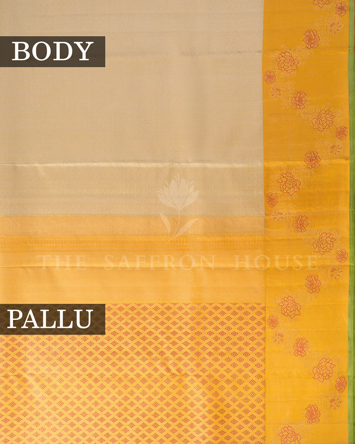 Cream Kanchivaram Silk Saree