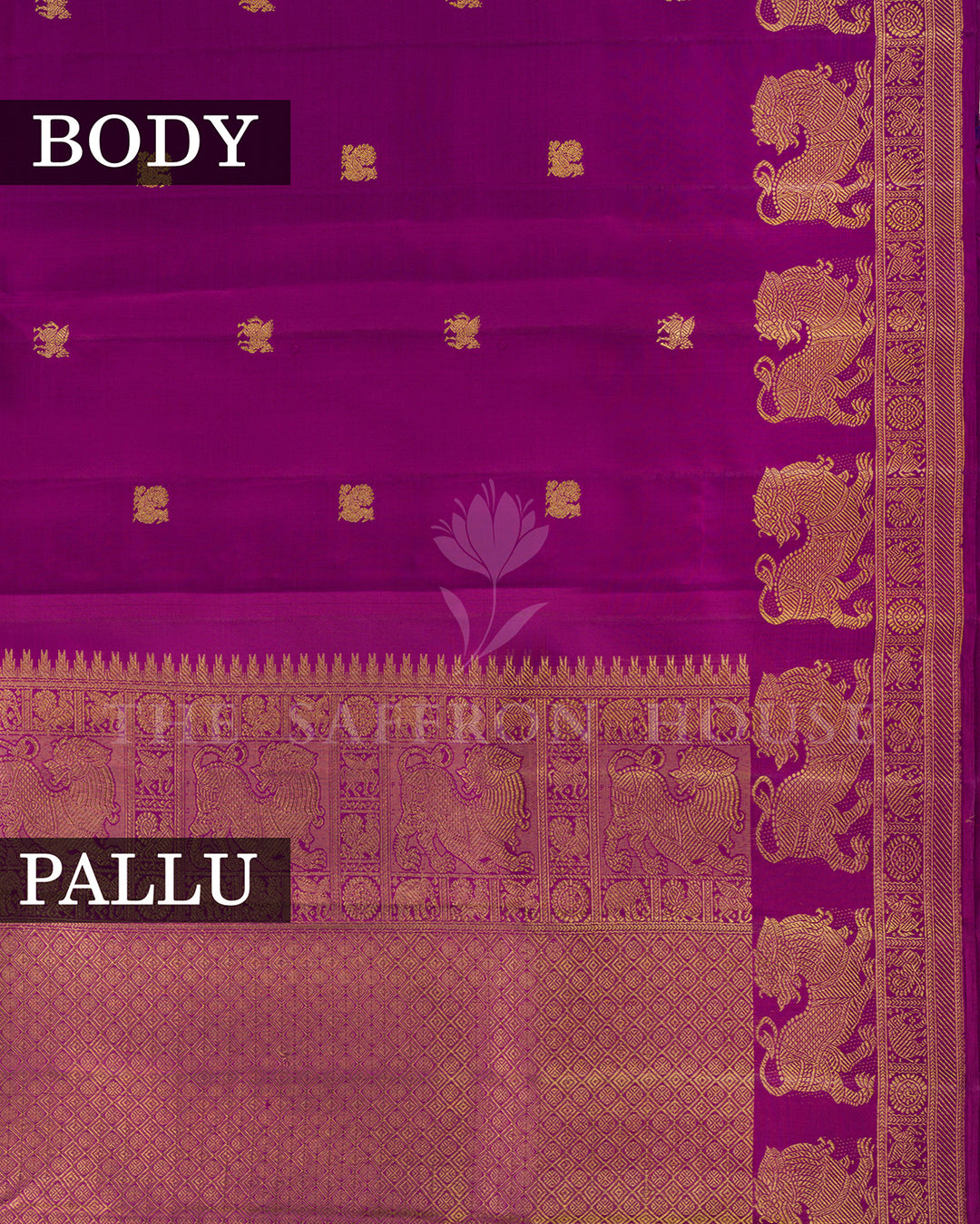 Magenta Purple Kanchivaram Silk Saree with Yali Border