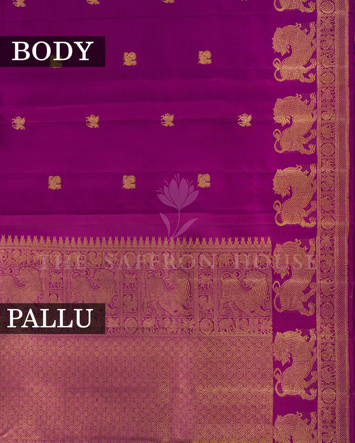 Magenta Purple Kanchivaram Silk Saree with Yali Border