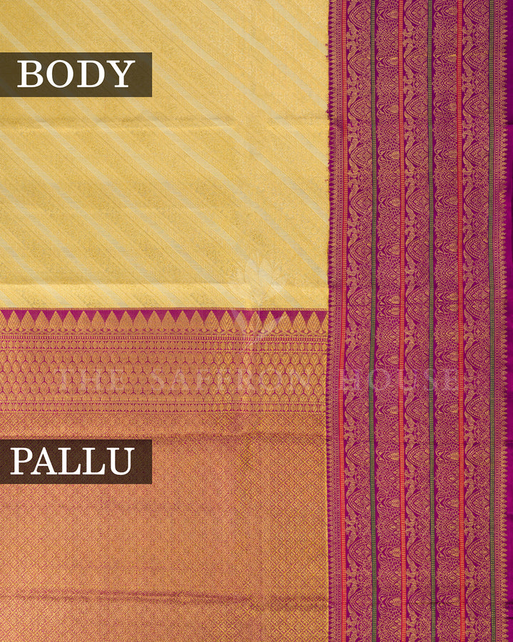 Gold & Magenta Korvai Kanchivaram Silk Saree