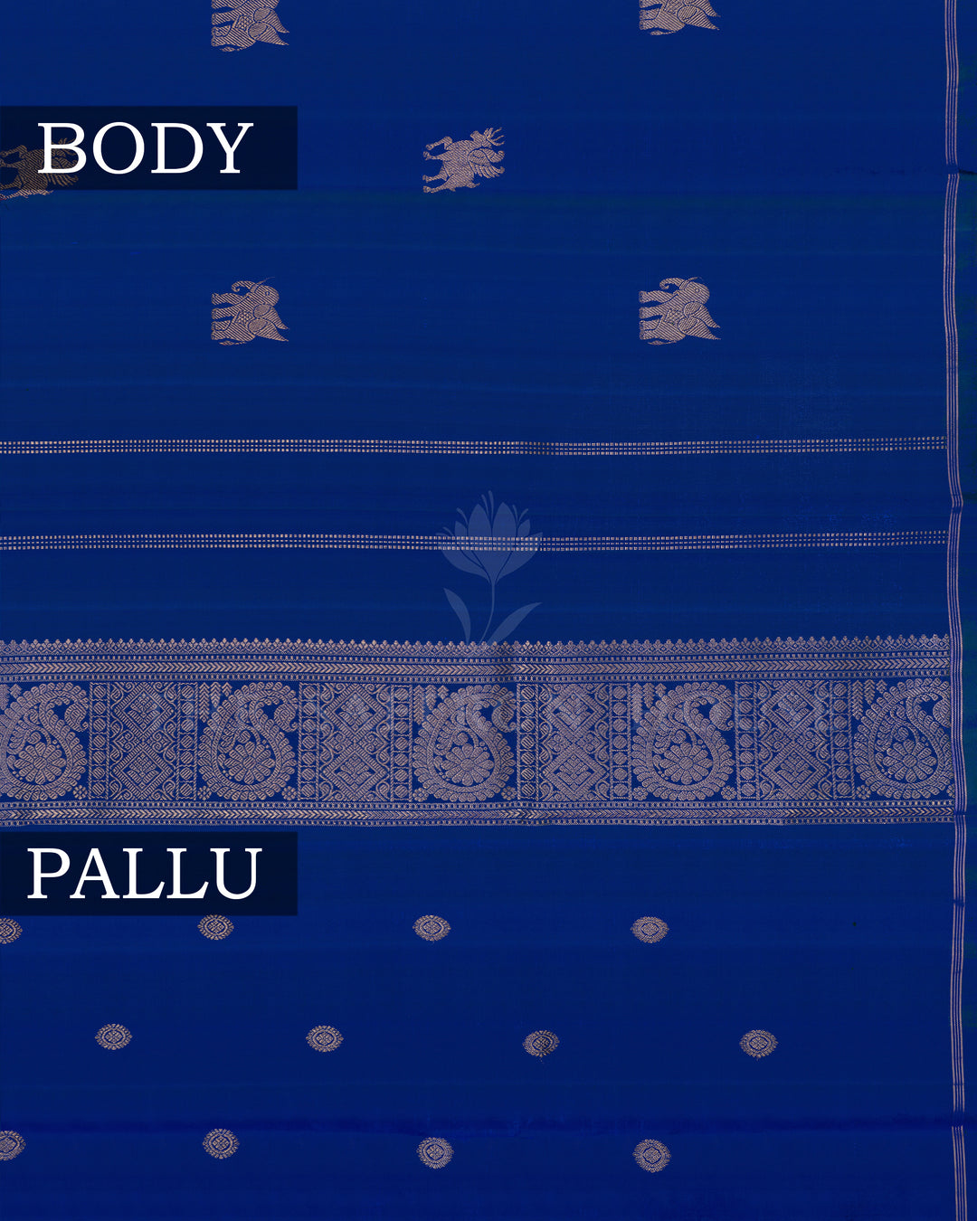 Peacock Blue Handwoven Kanjivaram Silk Saree - TSH250139-view3