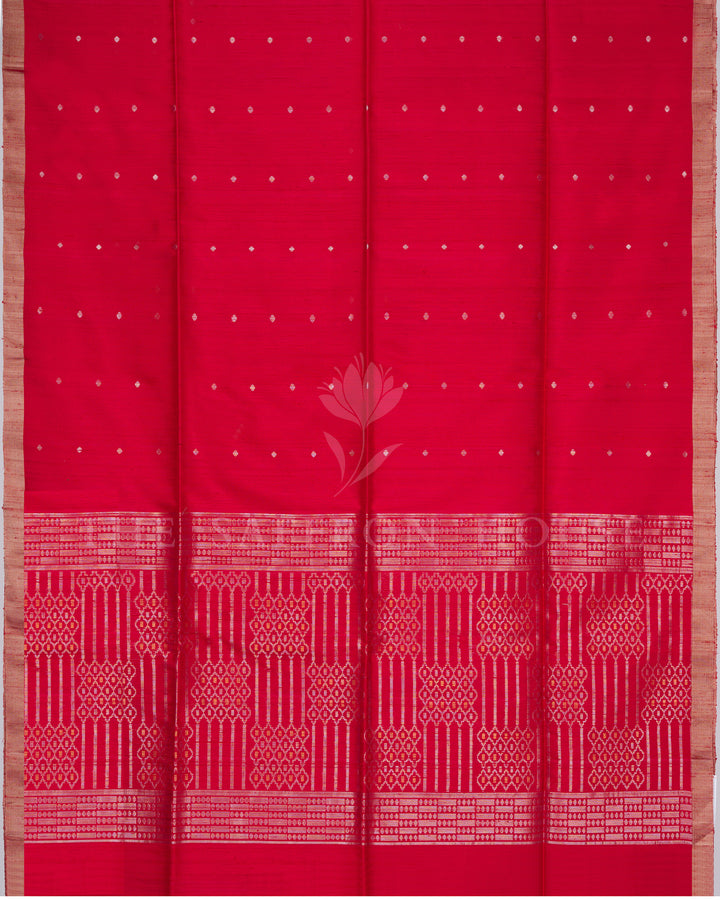 Handloom Tussar Silk Saree in Chilli Red - TSH6042