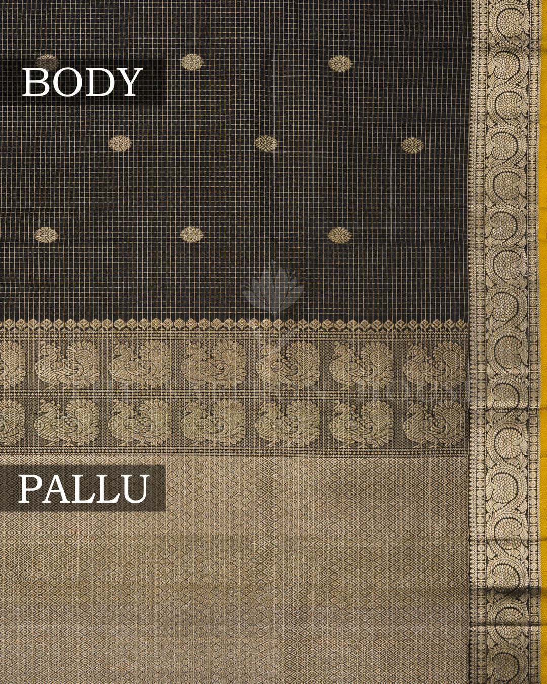 Black Handwoven Kanjivaram Silk Saree - TSH2506250