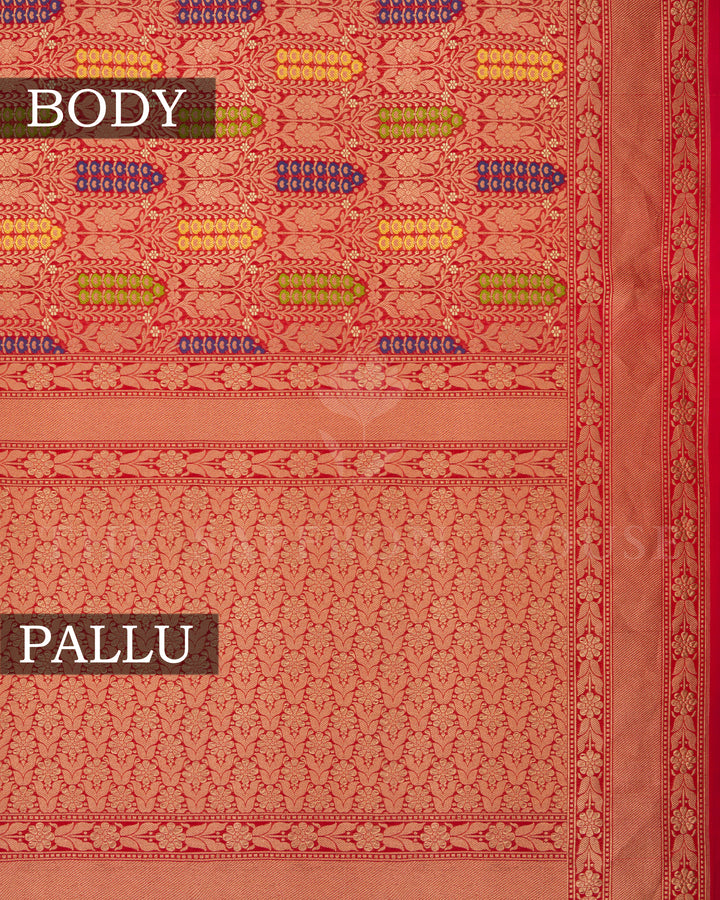 Red Handwoven Banarasi Silk Saree - TSH2506137