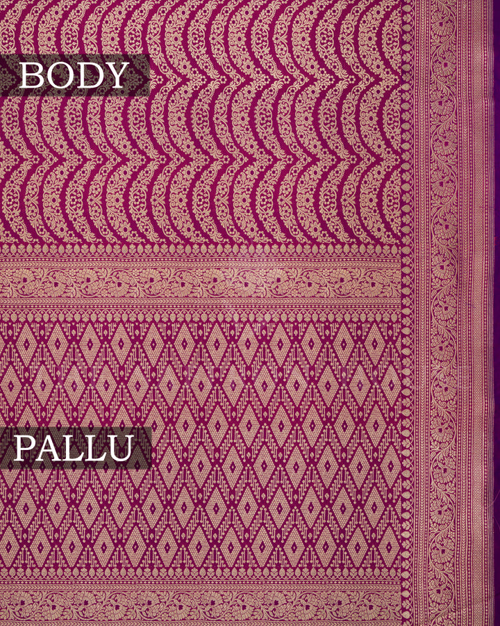 Magenta Purple Handwoven Banarasi Silk Saree - TSH2506170