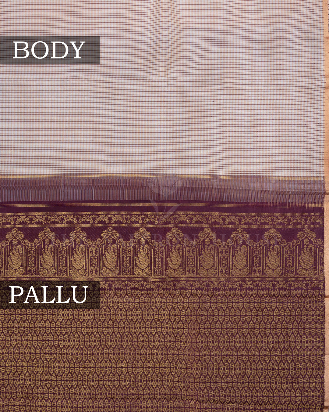 Beige And Chocolate Brown Handwoven Kanjivaram Silk Saree - TSH846038-View3