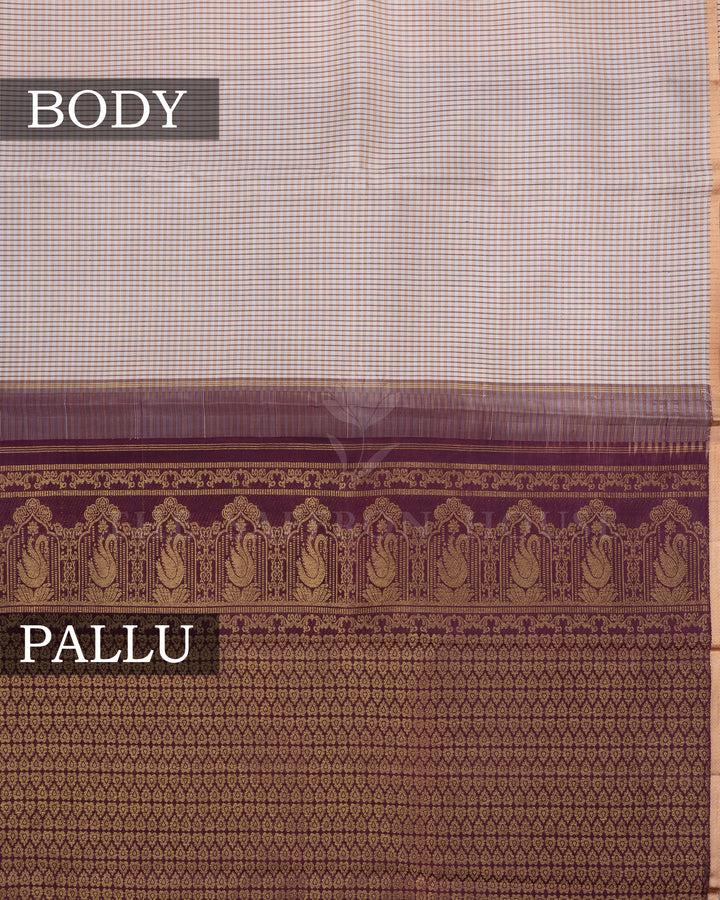 Beige And Chocolate Brown Handwoven Kanjivaram Silk Saree - TSH846038-View3