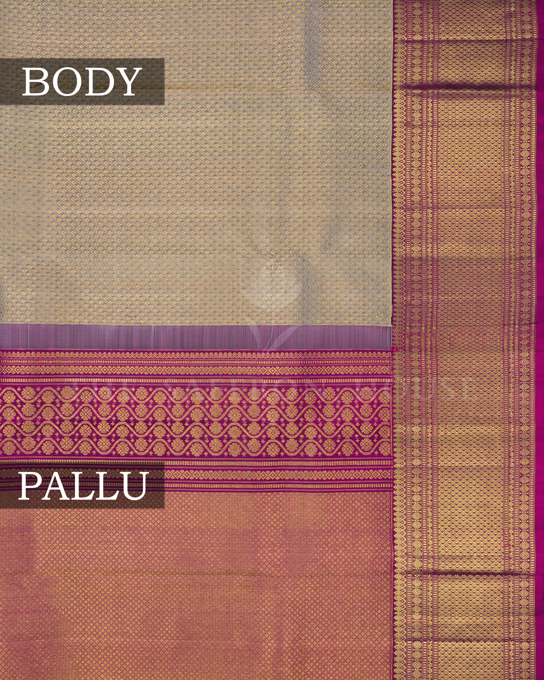 Grey And Magenta Handwoven Brocade Kanjivaram Silk Saree - TSH2506262