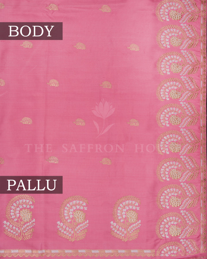 Light Pink Handwoven Banarasi Silk Saree - TSH2506160
