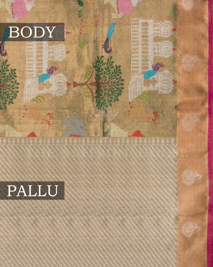 Light Green Handwoven Pure Zari Kota Tissue Saree - TSH2506332-view2