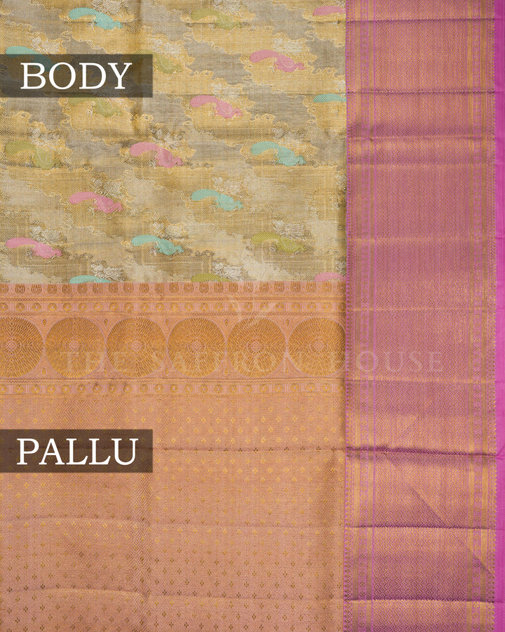 Gold Zari Handwoven Tissue Kanjivaram Silk Saree - TSH2506297
