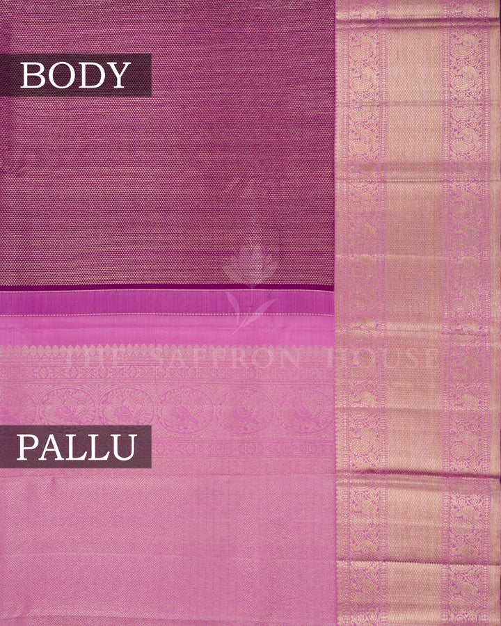 Purple And Pastel Magenta Handwoven Kanjivaram Silk Saree - TSH2506271