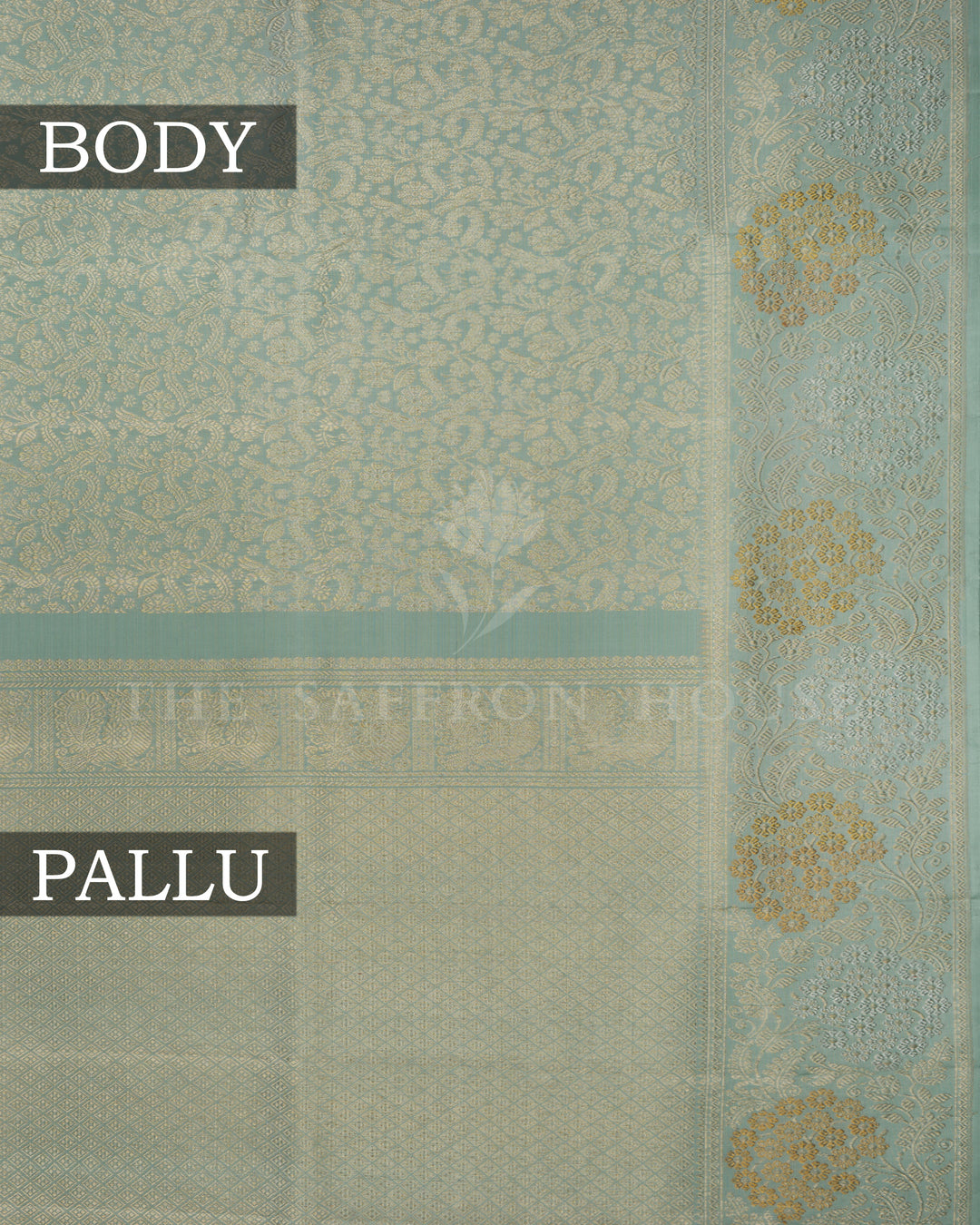 Powder Blue Handwoven Pastel Kanjivaram Silk Saree - TSH2506274