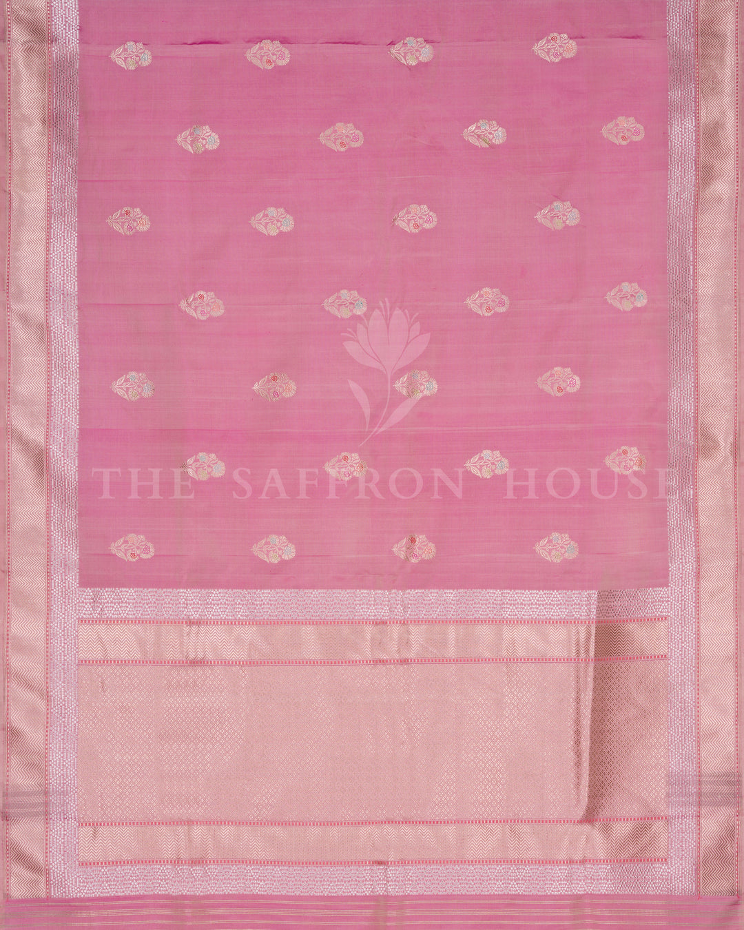 Blush Pink Mashru Banarasi Saree with Geometric Zari Highlights