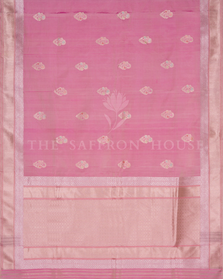 Blush Pink Mashru Banarasi Saree with Geometric Zari Highlights