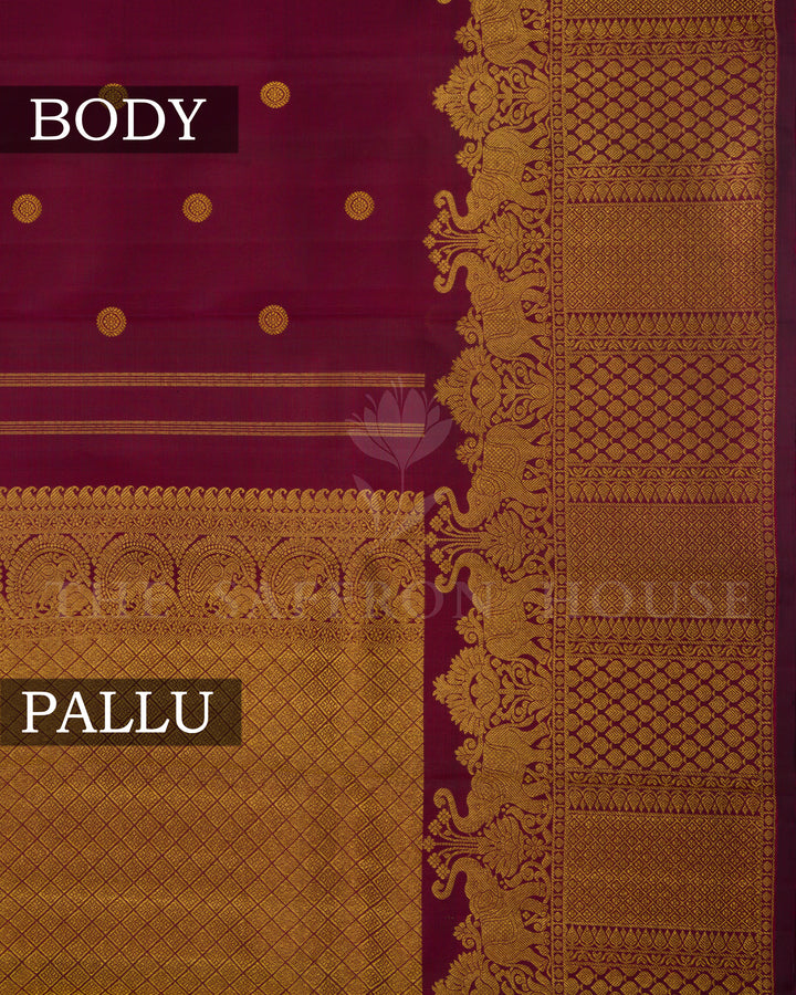 Maroon Handwoven Brocade Kanjivaram Silk Saree - TSH2506218