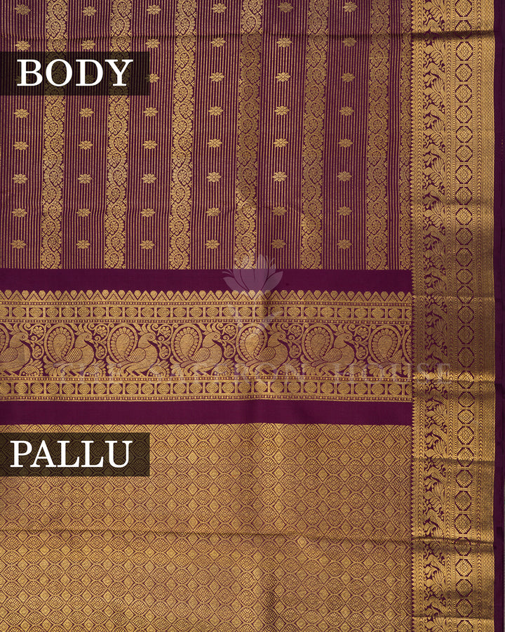 Purple Kanchivaram Silk Saree with Gold Zari Peacock Border
