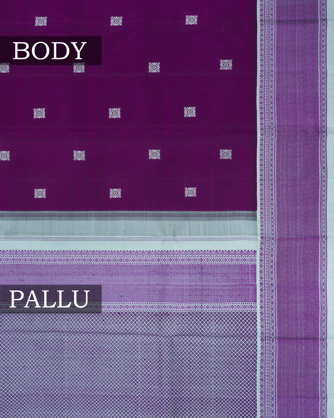 Purple And Powder Blue Handwoven Kanjivaram Silk Saree - TSH2506009-View 3