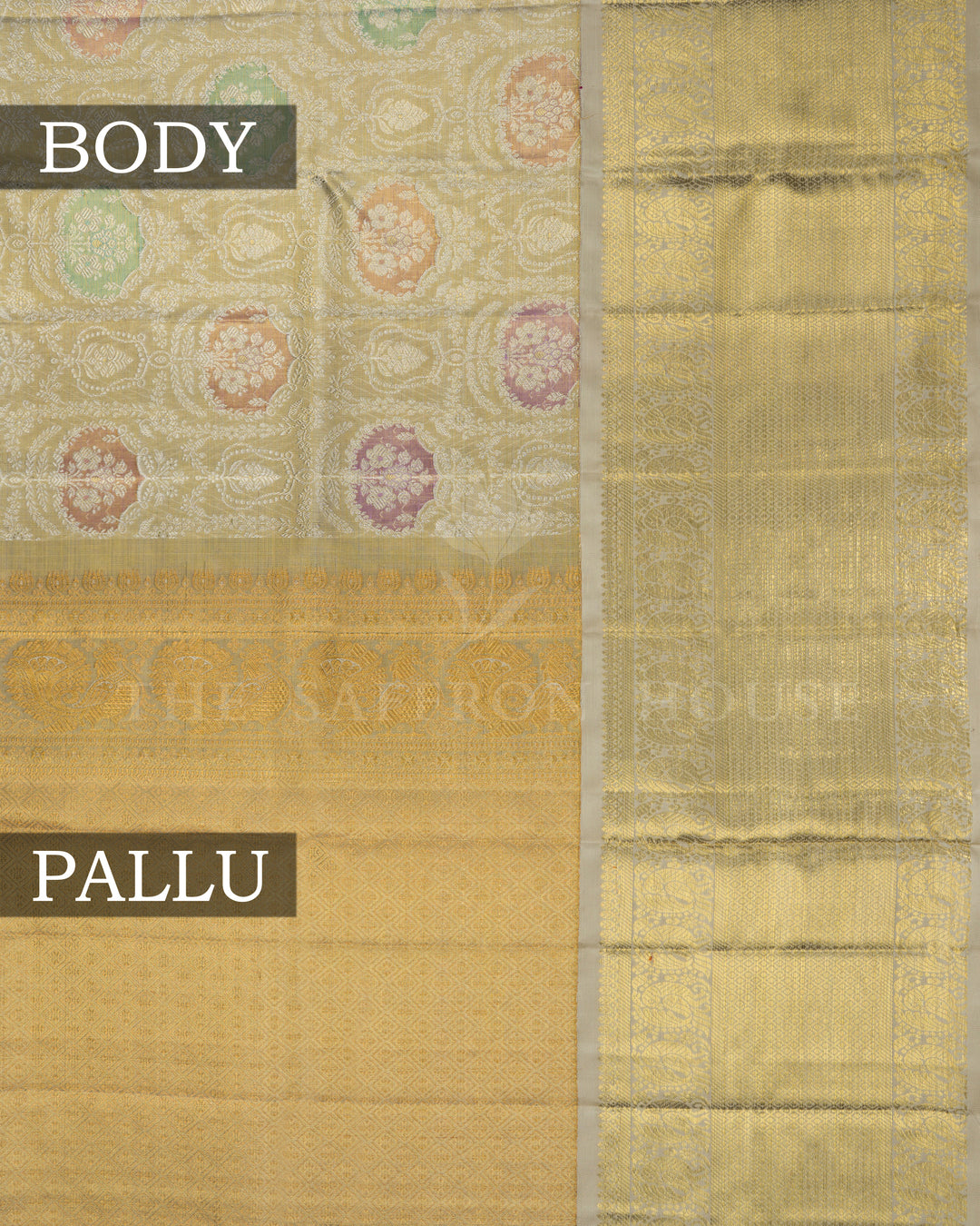 Gold Handwoven Tissue Kanjivaram Silk Saree - TSH2506292