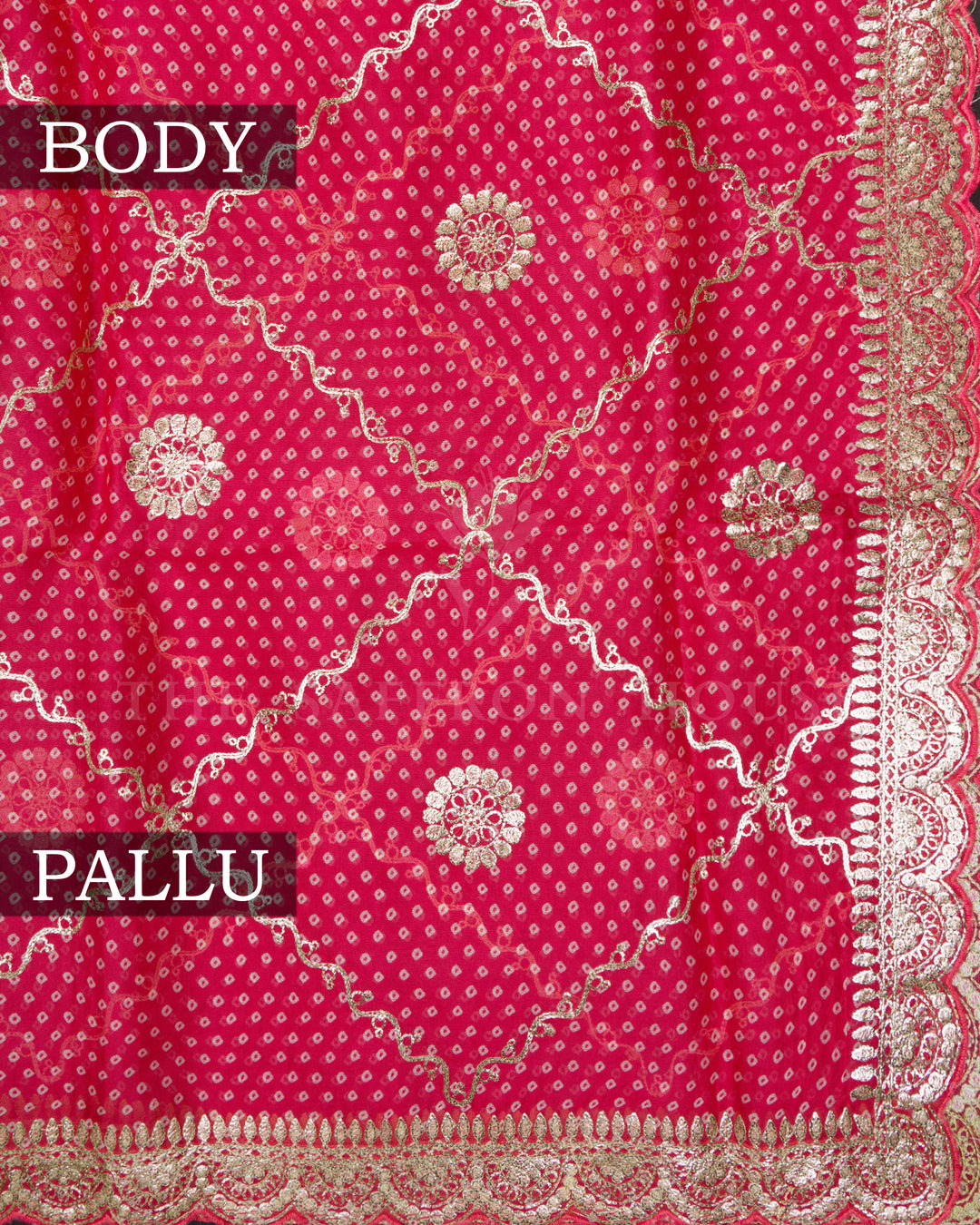 Pink Handwoven Bandini Printed Organza Saree - TSH846014