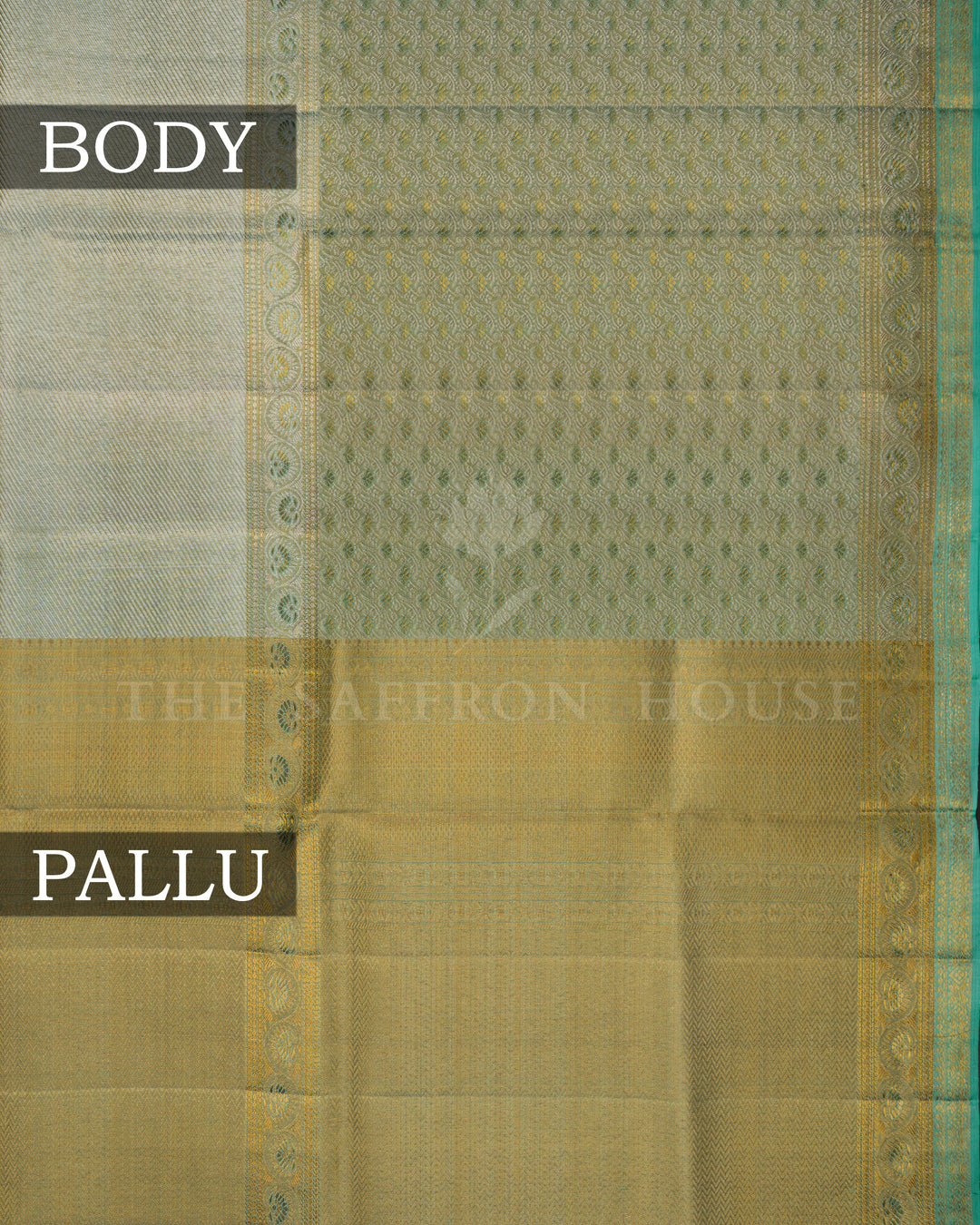 Light Ice Blue Handwoven Pastel Kanjivaram Silk Saree - TSH2506289