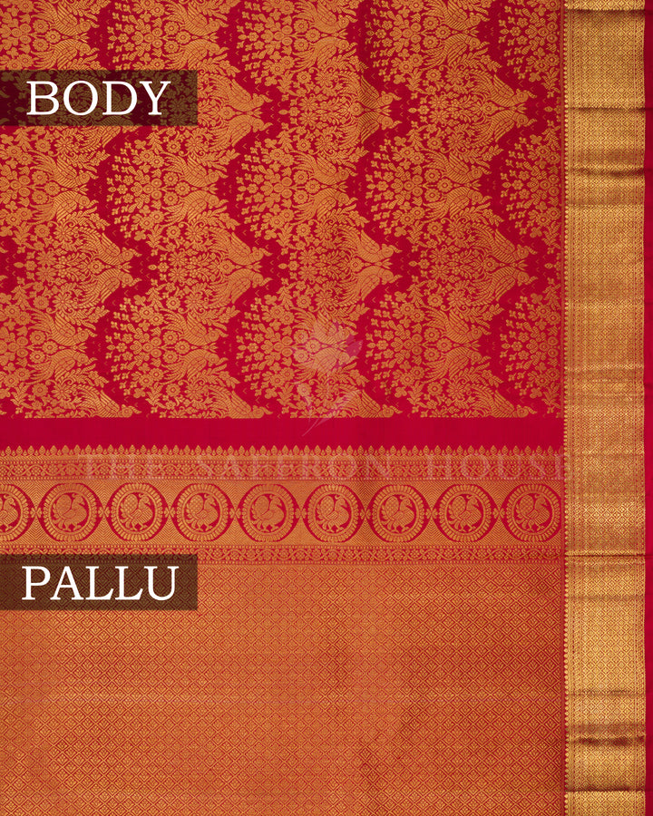 Red Handwoven Brocade Kanjivaram Silk Saree - TSH2506257
