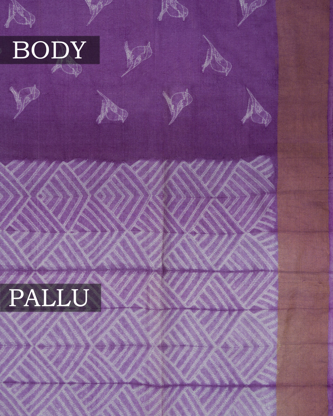 Lavender Handwoven Tussar Shibori Printed Saree - TSH8460062