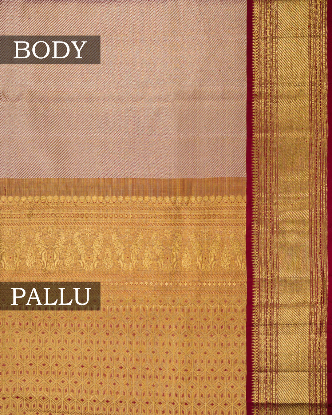 कलेक्टर की कांची जामधानी साड़ी, जटिल मीनाकारी के साथ - 12 महीने की मास्टरवीव - TSH000014