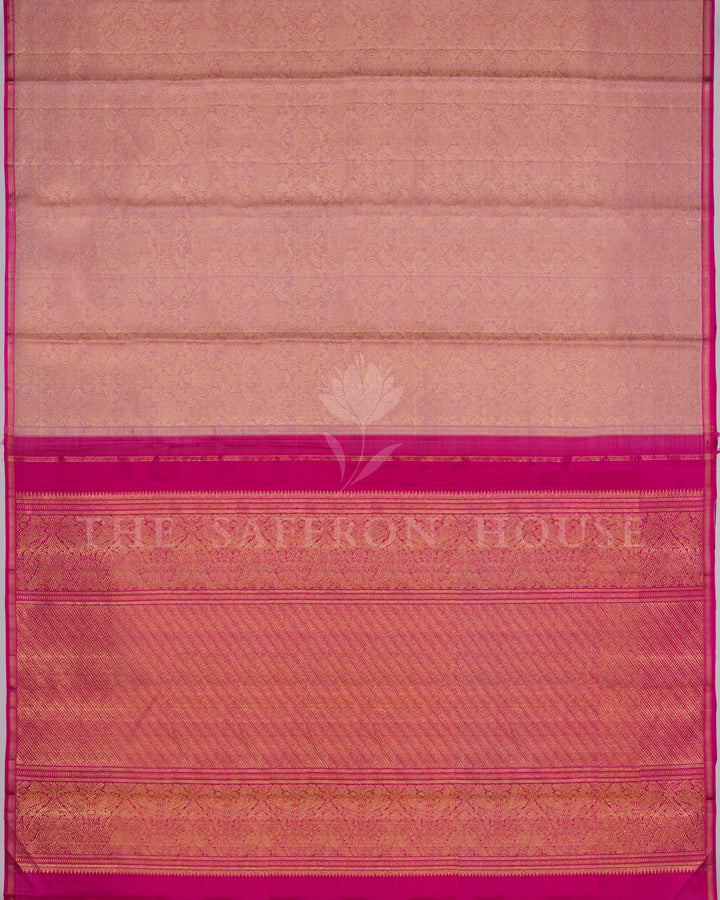 Handloom Pure Kanjivaram Silk Saree in Onion Pink And Rani Pink - TSH250200