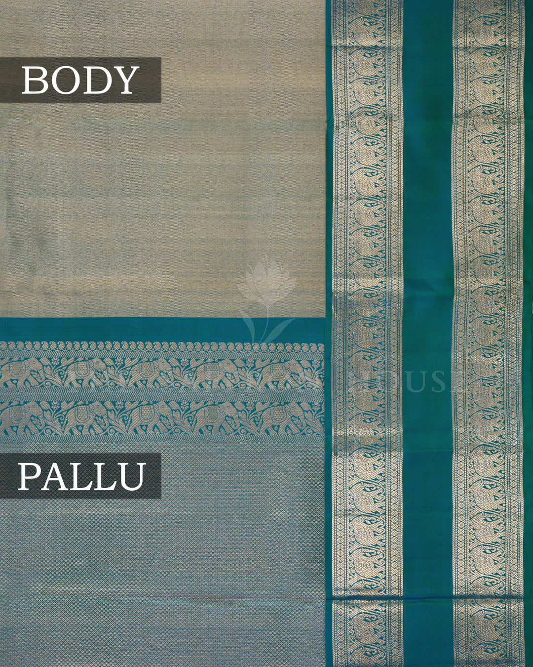 Peacock Blue Retta Pett Handwoven Kanjivaram Silk Saree - TSH2506266