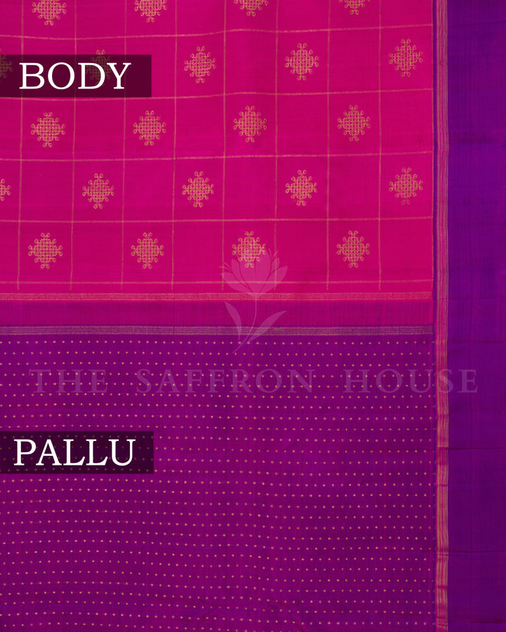 Magenta Pink And Purple Handwoven Kanjivaram Silk Saree - TSH2506219