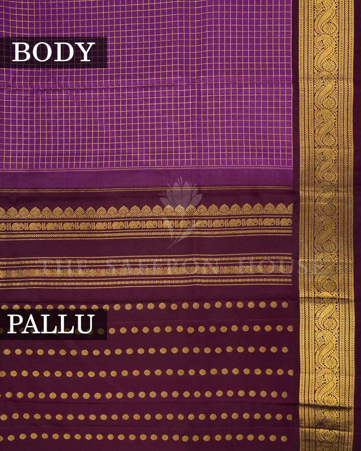 Lavender & Maroon Kanchivaram Silk Saree with Gold Zari