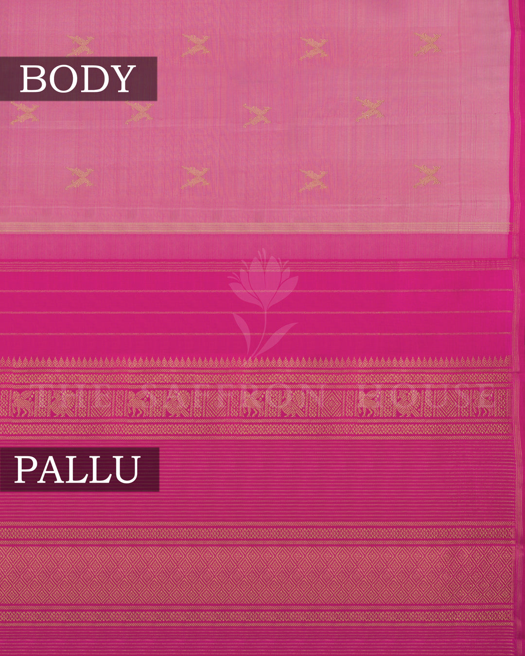 Lavender Pink And Magenta Pink No Border Handwoven Kanjivaram Silk Saree - TSH25062