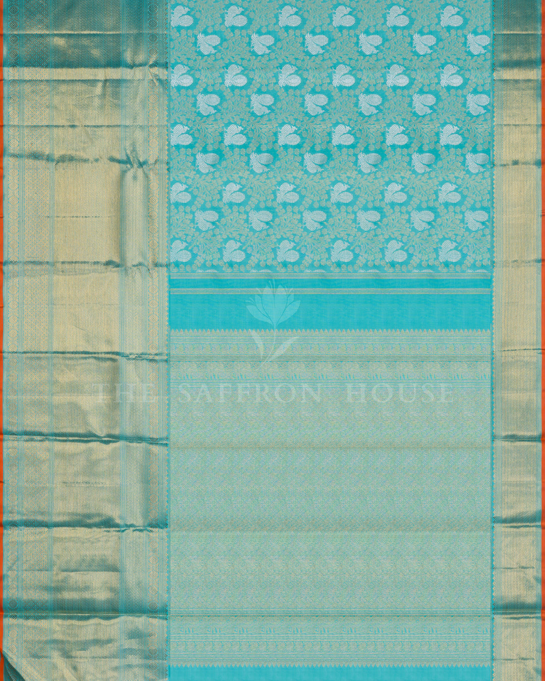 Handloom Kanjivaram Silk Saree in Turquoise Blue  - TSH250288
