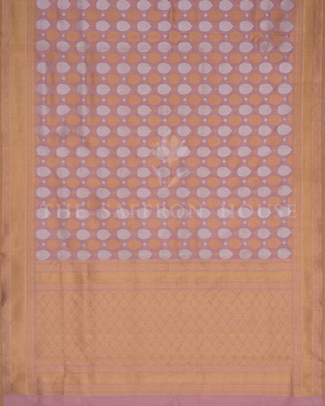 Peach Katan Kadwa Banarasi Saree with Antique Gold Zari