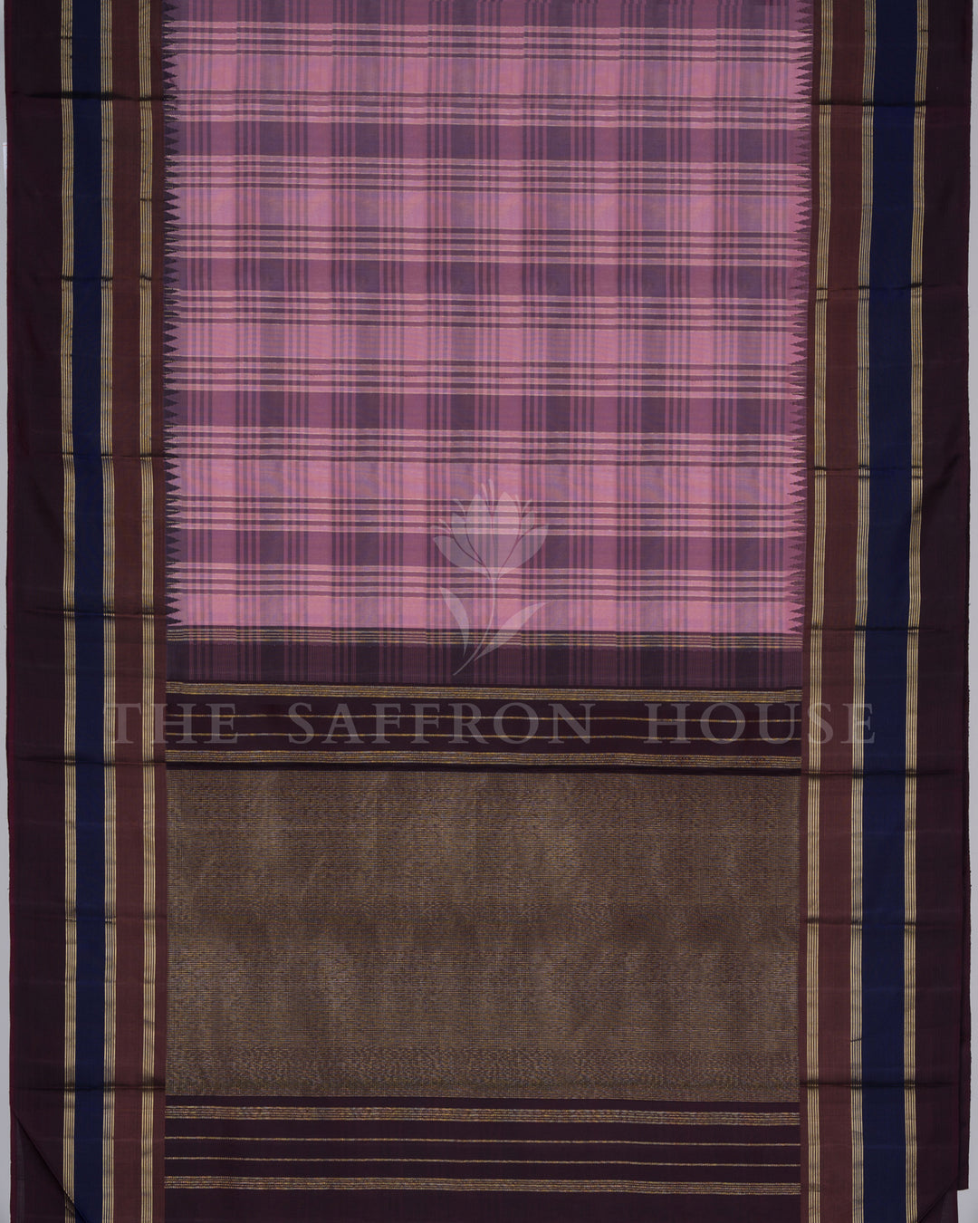 Handloom Pure Kanjivaram Silk Saree in Onion Pink And Arakku - TSH250060