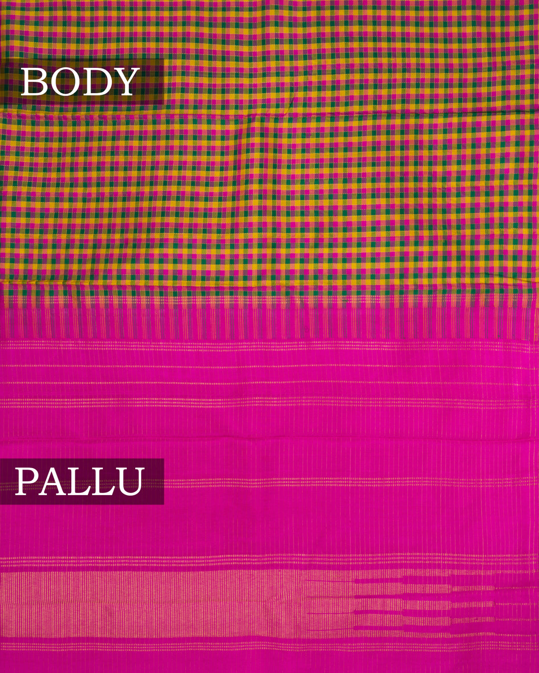 Multicolour And Rani Pink Handwoven Kanjivaram Silk Saree - TSH250261-View3