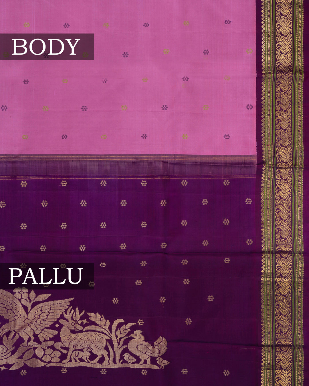 Lotus Pink And Purple Handwoven Kanjivaram Silk Saree - TSH2506018-view3