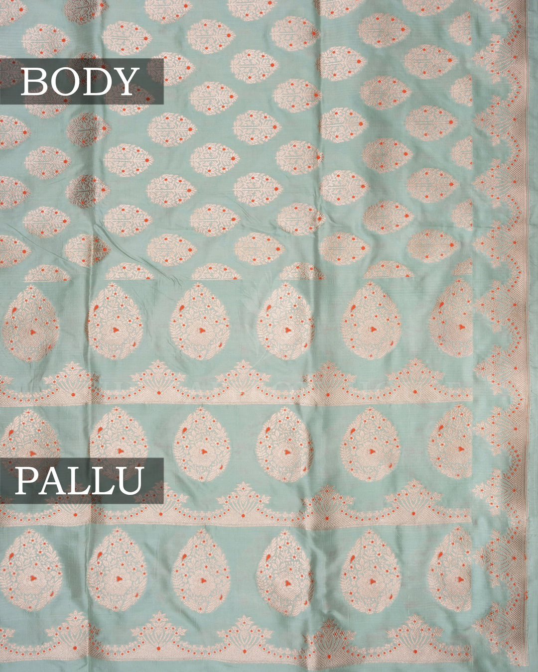 Pastel Sea Green Handwoven Banarasi Silk Saree - TSH2506136-view3