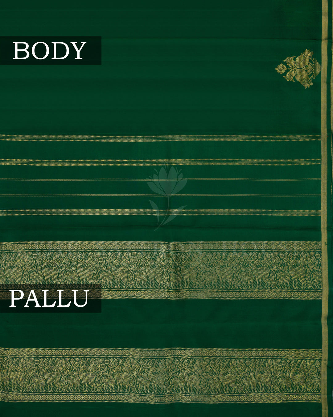 Bottle Green Handwoven Kanjivaram Silk Saree - TSH8460077-View3