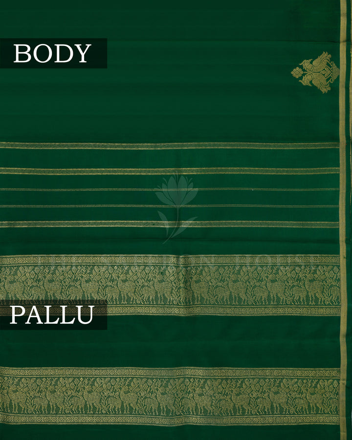 Bottle Green Handwoven Kanjivaram Silk Saree - TSH8460077-View3