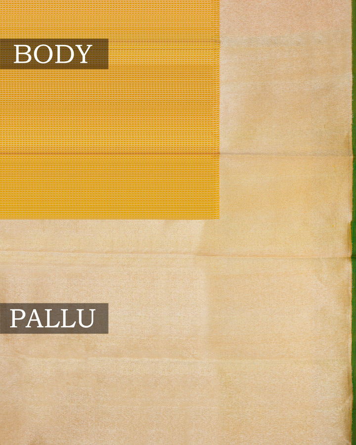 Golden Yellow And Yellowish Silver Handwoven Kanjivaram Silk Saree - TSH2506128--3