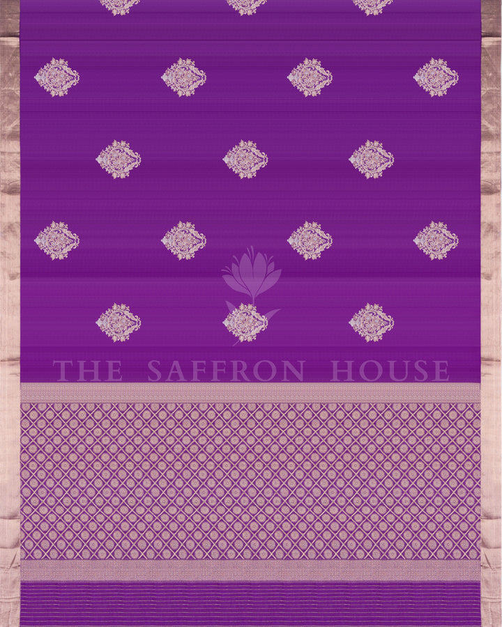Varnika – Pure Handwoven Tussar Silk Saree in Royal Purple - TSH250297