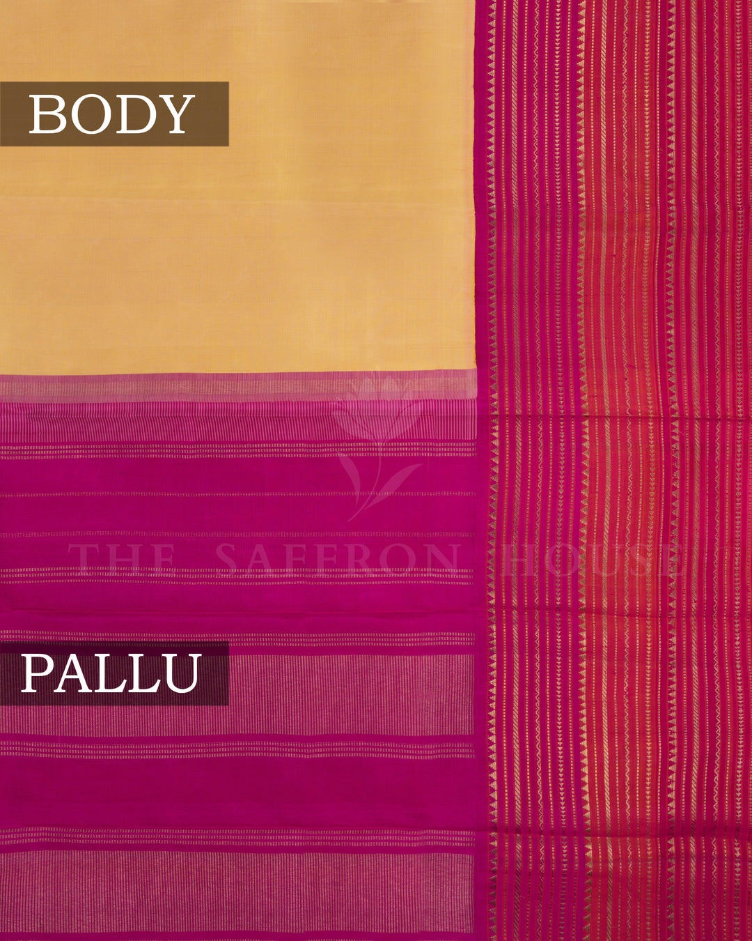 Bright Peach And Magenta Pink Handwoven Kanjivaram Silk Saree - TSH250259-view3