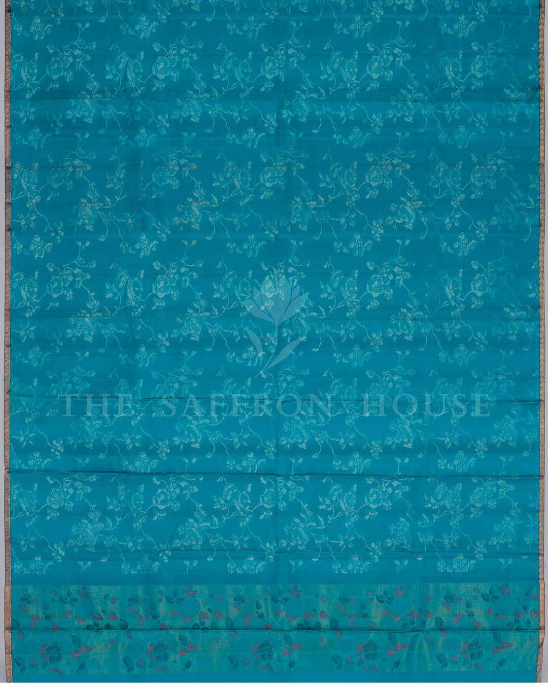 Handloom Kanjivaram Silk Saree in Teal Blue - TSH250171