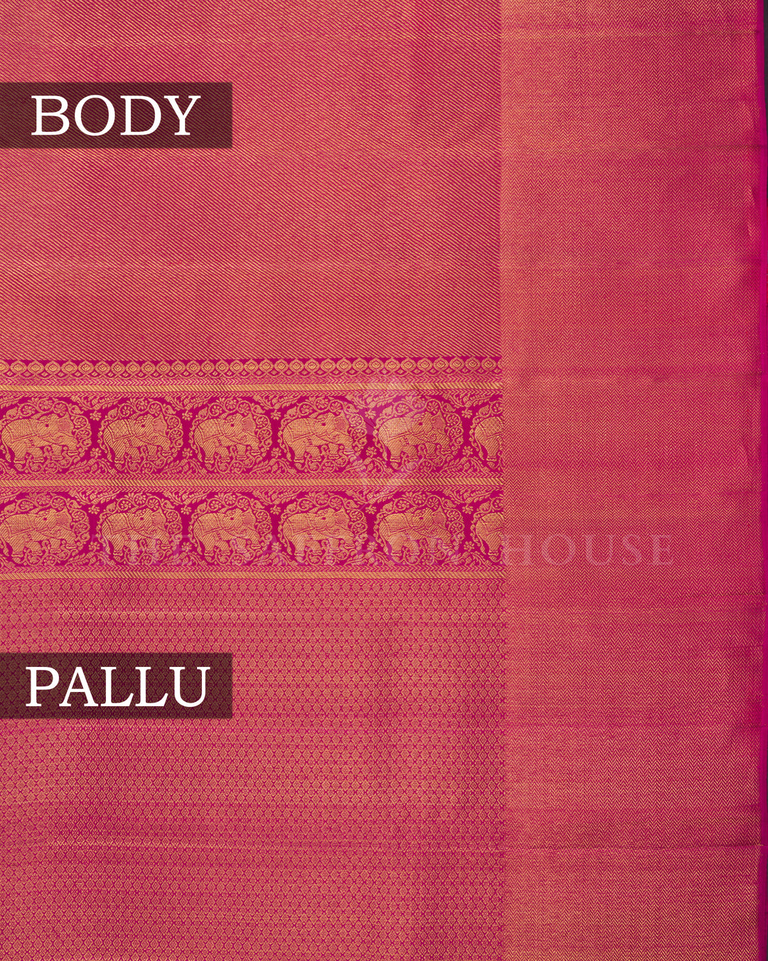 Pinkish Magenta Handwoven Brocade Kanjivaram Silk Saree - TSH2506258