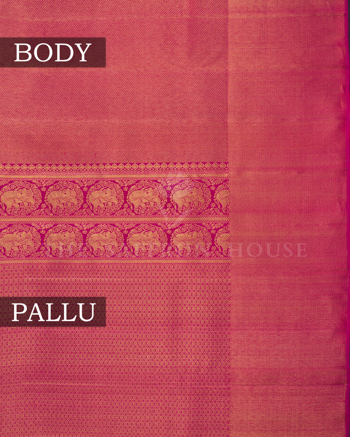 Pinkish Magenta Handwoven Brocade Kanjivaram Silk Saree - TSH2506258
