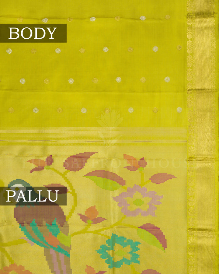 Light Parrot Green Handwoven Kanjivaram Silk Saree - TSH250163-view3