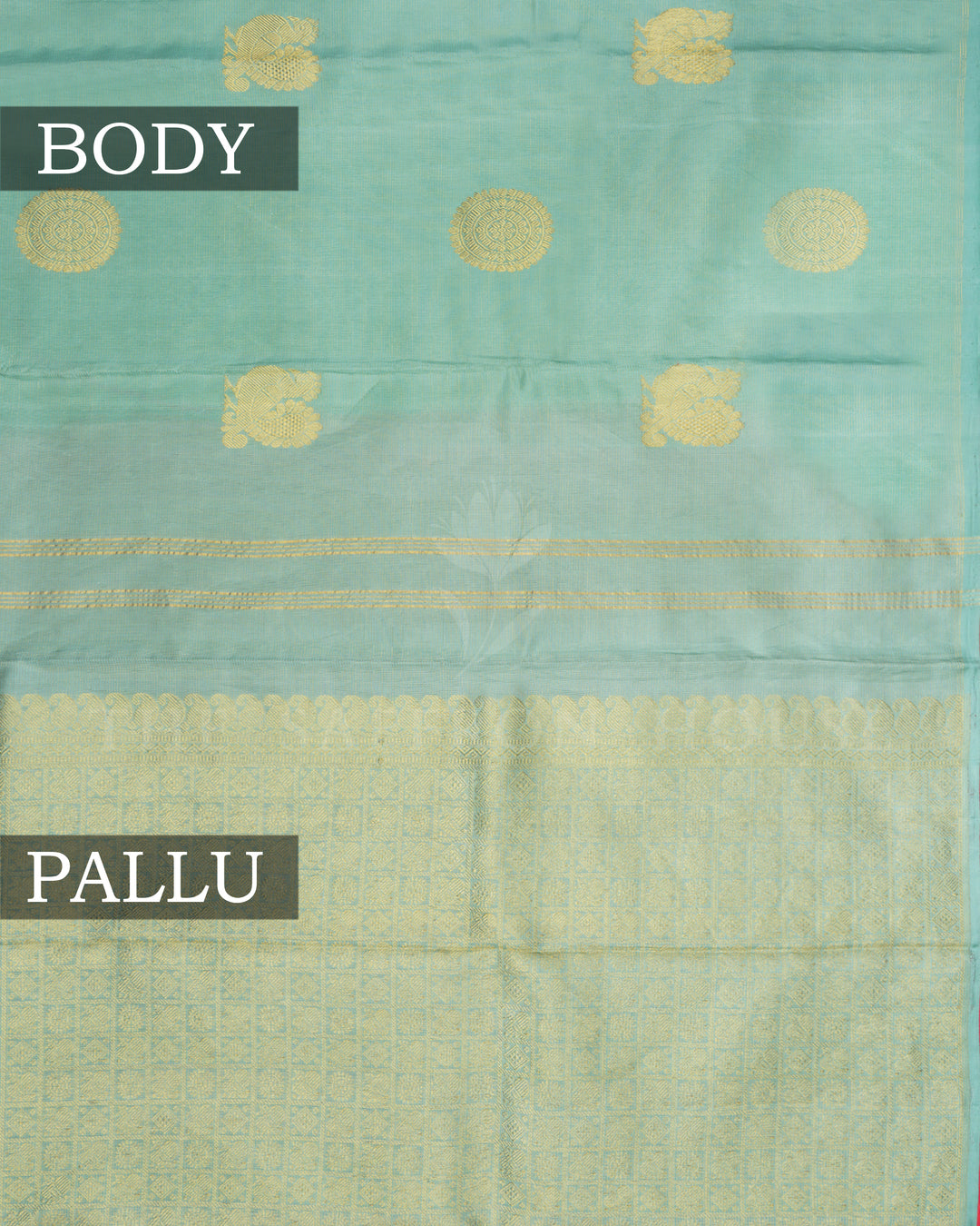 Sea Green Handwoven Kanjivaram Silk Saree - TSH807-View3