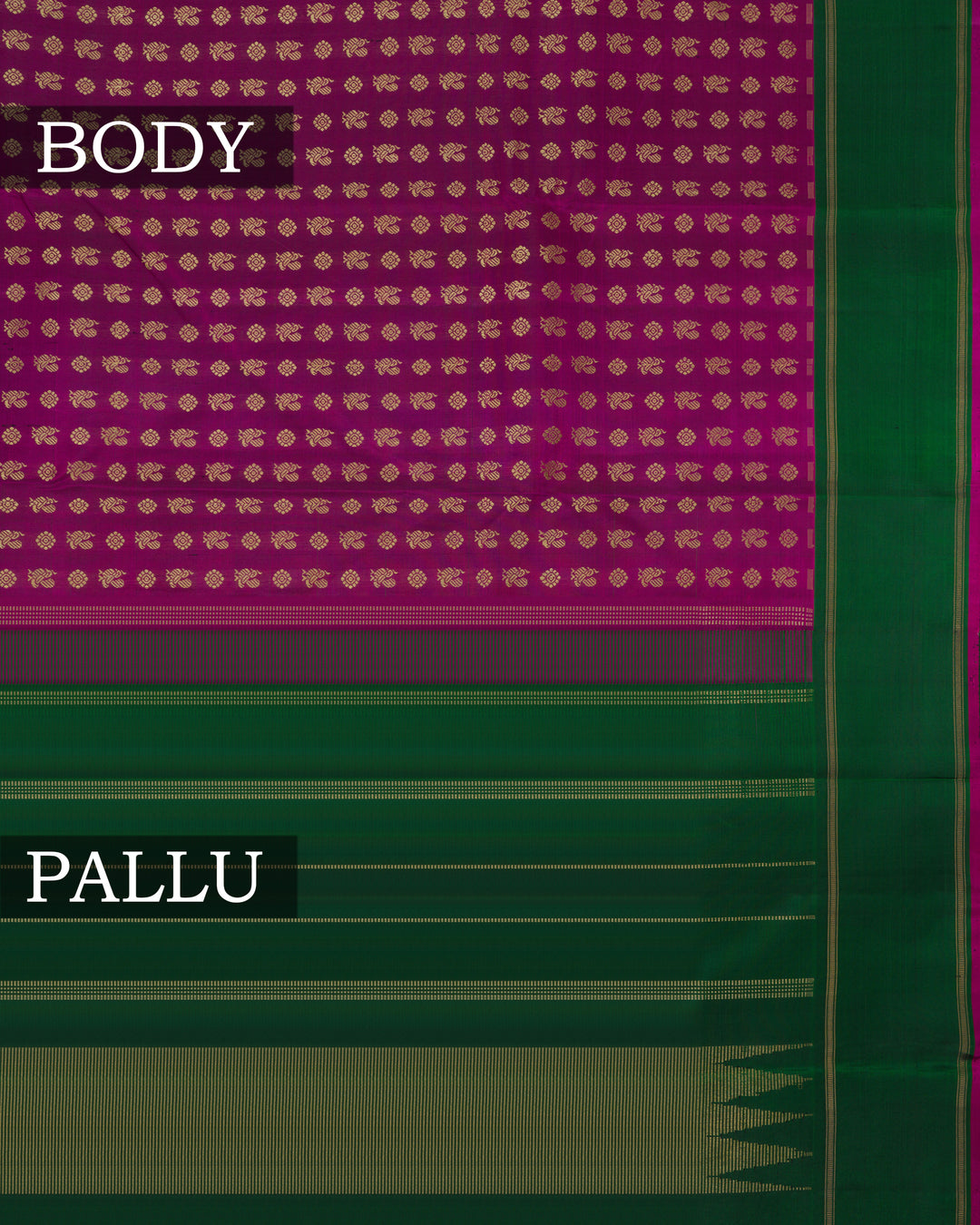 Purple And Bottle Green Handwoven Korvai Kanjivaram Silk Saree - TSH2506208